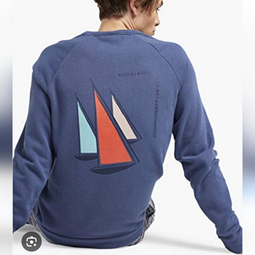 Onia Nautical Sail Boat Pullover Blue Sweatshirt Long Sleeves Crewneck Sz Small